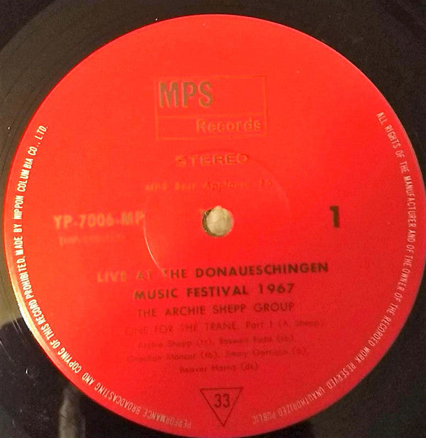 Archie Shepp - Life At The Donaueschingen Music Festival (Vinyl, LP, Album, Reissue, Stereo) Near Mint (NM or M-) / Very Good Plus (VG+)