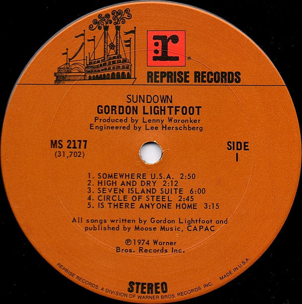 Gordon Lightfoot - Sundown (Vinyl, LP, Album) Very Good (VG) / Very Good Plus (VG+)