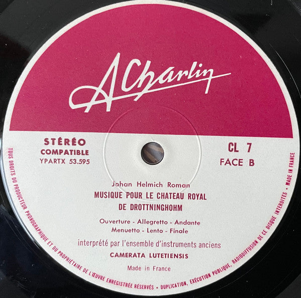 Camerata Lutetiensis - Musique A La Cour De Suède (Vinyl, LP, Album) Very Good Plus (VG+) / Very Good (VG)