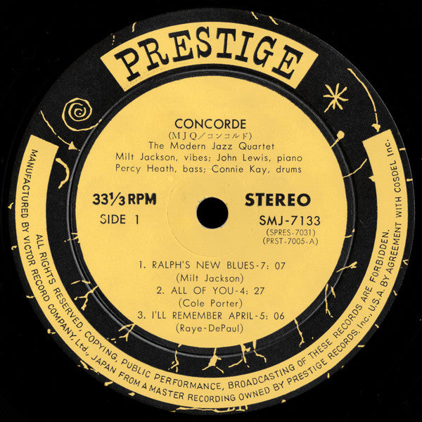 The Modern Jazz Quartet - Concorde (Vinyl, LP, Album, Reissue, Stereo) Very Good Plus (VG+) / Very Good Plus (VG+)