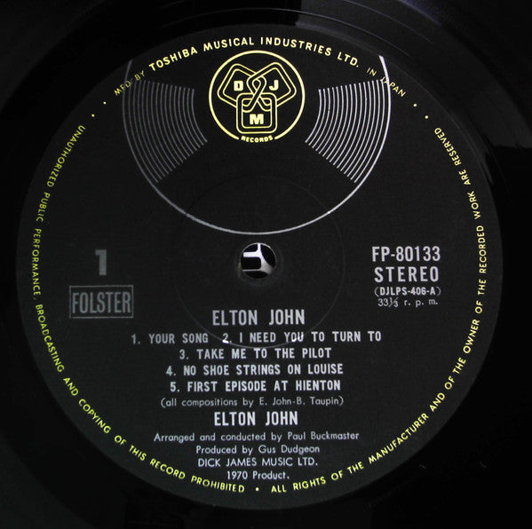 Elton John - Elton John (Vinyl, LP, Album, Stereo)