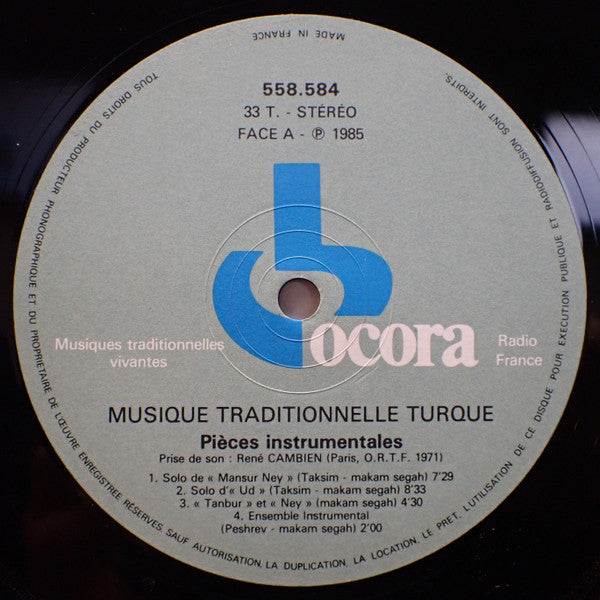 Various - Turquie Musique Traditionnelle - Piéces Instrumentales (Vinyl, LP, Reissue) Very Good Plus (VG+) / Very Good Plus (VG+)