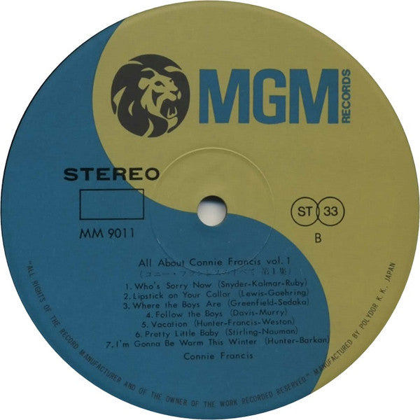 Connie Francis - All About Connie Francis Vol. 1, 2 (2xVinyl, LP, Compilation, Reissue, Stereo) Very Good Plus (VG+) / Very Good Plus (VG+)