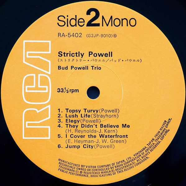 The Bud Powell Trio - Strictly Powell (Vinyl, LP, Album, Reissue, Mono) Very Good Plus (VG+) / Good Plus (G+)