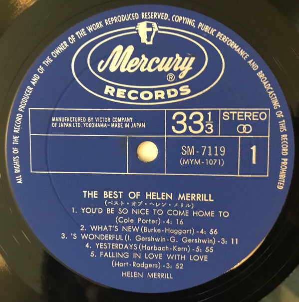 Helen Merrill - The Best Of Helen Merrill (Vinyl, LP, Compilation) Very Good (VG) / Very Good (VG)