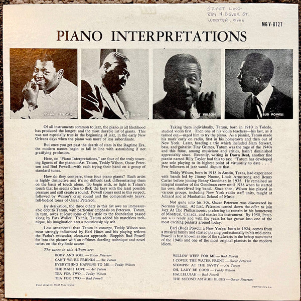 Oscar Peterson - Piano Interpretations (Vinyl, LP, Album, Reissue) Good Plus (G+) / Good Plus (G+)