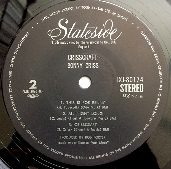 Sonny Criss - Crisscraft (Vinyl, LP, Album) Very Good Plus (VG+) / Very Good (VG)