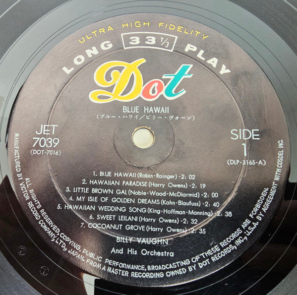 Billy Vaughn And His Orchestra - Blue Hawaii (Vinyl, LP, Album, Mono) Very Good (VG) / Very Good (VG)