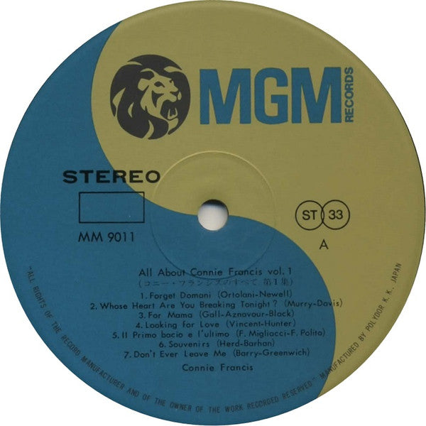 Connie Francis - All About Connie Francis Vol. 1, 2 (2xVinyl, LP, Compilation, Reissue, Stereo) Very Good Plus (VG+) / Very Good Plus (VG+)