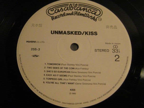 Kiss - Unmasked (Vinyl, LP, Album, Promo) Very Good Plus (VG+) / Very Good Plus (VG+)