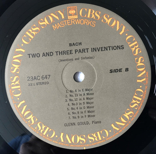 Glenn Gould - The Two And Three Part Inventions (Inventions & Sinfonias) (Vinyl, LP, Reissue, Stereo) Very Good (VG) / Very Good Plus (VG+)