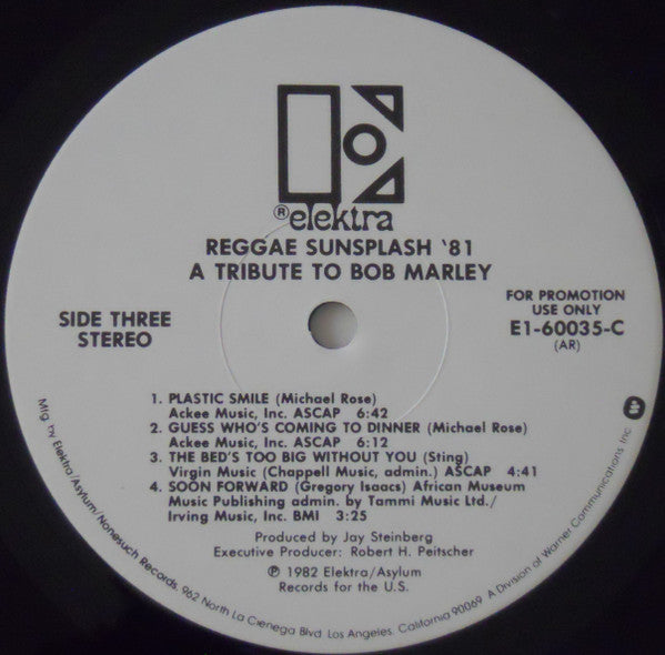 Various - Reggae Sunsplash '81 A Tribute To Bob Marley (2xVinyl, LP, Album, Promo) Very Good Plus (VG+) / Very Good (VG)