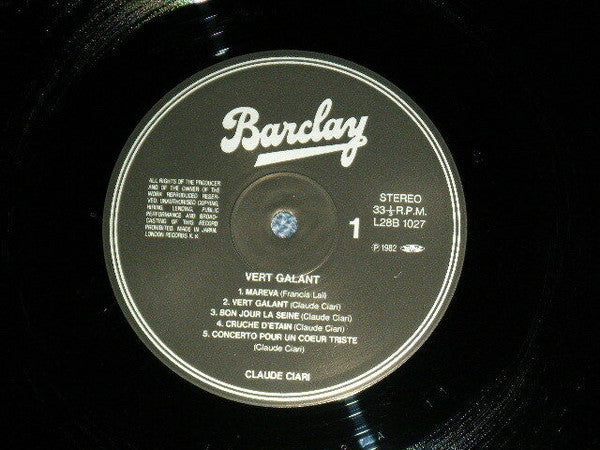 Claude Ciari - Vert Galant (Vinyl, LP, Album, Stereo) Very Good Plus (VG+) / Very Good (VG)