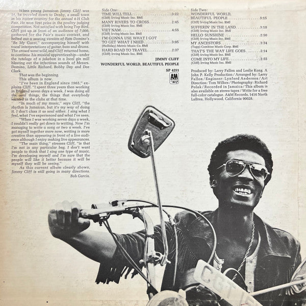 Jimmy Cliff - Wonderful World, Beautiful People (Vinyl, LP, Album, Reissue, Stereo) Very Good (VG) / Very Good (VG)