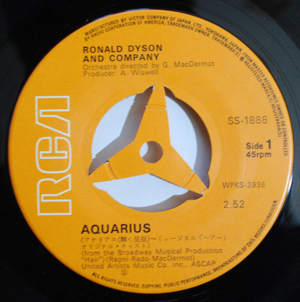 "Hair" Original Broadway Cast - Aquarius / Hair (Vinyl, 7", 45 RPM, Single) Good Plus (G+) / Very Good Plus (VG+)