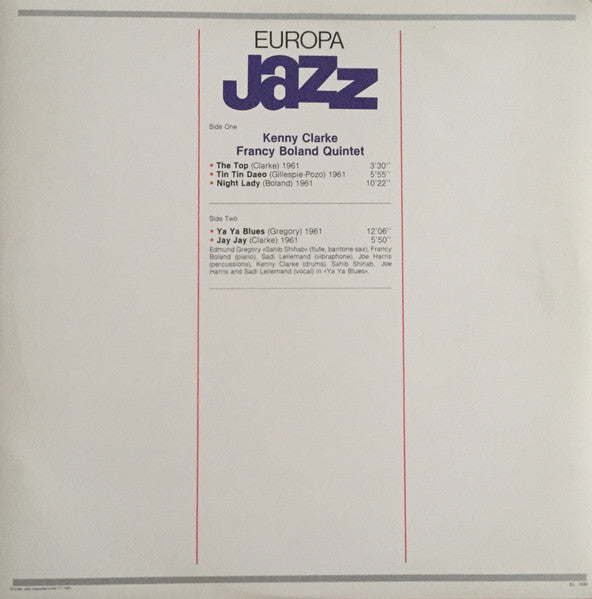 Kenny Clarke - Francy Boland Quintet - Europa Jazz (Vinyl, LP) Very Good Plus (VG+) / Very Good (VG)