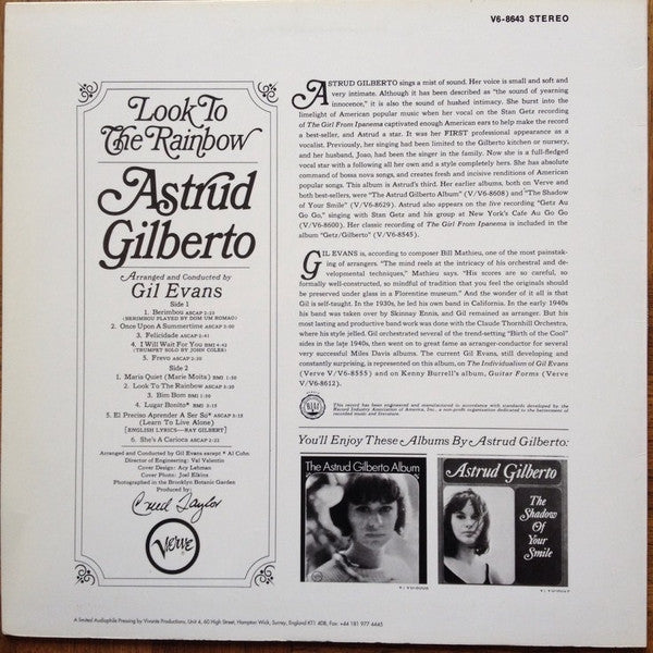 Astrud Gilberto - Look To The Rainbow (Vinyl, LP, Album, Reissue, Stereo) Near Mint (NM or M-) / Very Good Plus (VG+)