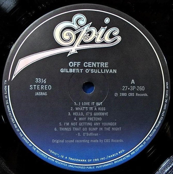 Gilbert O'Sullivan - Off Center (Vinyl, LP, Album) Very Good Plus (VG+) / Very Good (VG)