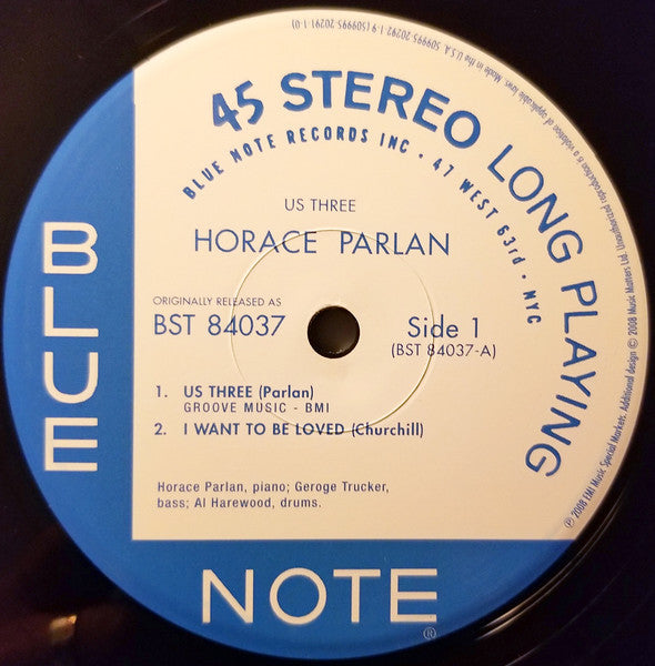 Horace Parlan - Us Three (2xVinyl, 12", 45 RPM, Album, Limited Edition, Numbered, Reissue, Remastered) Very Good Plus (VG+) / Very Good Plus (VG+)
