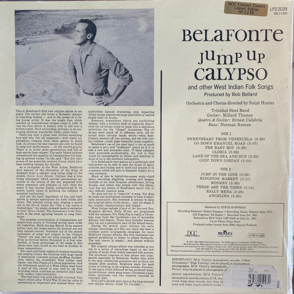 Harry Belafonte - Jump Up Calypso (Vinyl, LP, Album, Limited Edition, Numbered, Reissue, Stereo) Near Mint (NM or M-) / Near Mint (NM or M-)