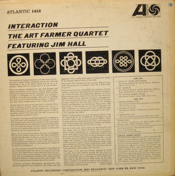 Art Farmer Quartet - Interaction (Vinyl, LP, Album, Mono) Very Good Plus (VG+) / Very Good (VG)