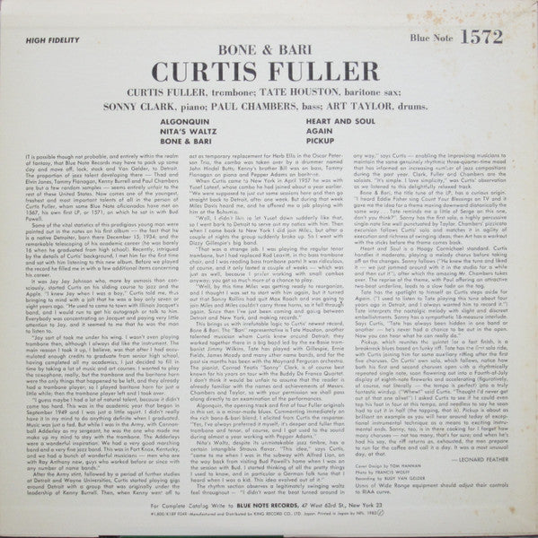 Curtis Fuller - Bone & Bari (Vinyl, LP, Album, Mono, Reissue) Near Mint (NM or M-) / Very Good Plus (VG+)