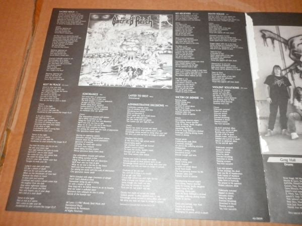 Sacred Reich - Ignorance (Vinyl, LP, Album, Promo) Near Mint (NM or M-) / Very Good Plus (VG+)