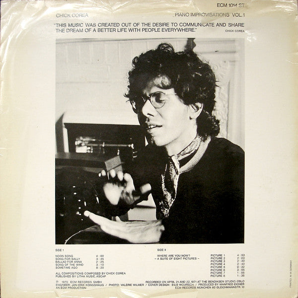 Chick Corea - Piano Improvisations Vol. 1 (Vinyl, LP, Album) Very Good Plus (VG+) / Very Good Plus (VG+)