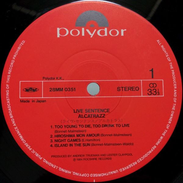 Alcatrazz - Live Sentence (No Parole From Rock 'n' Roll) (Vinyl, LP...