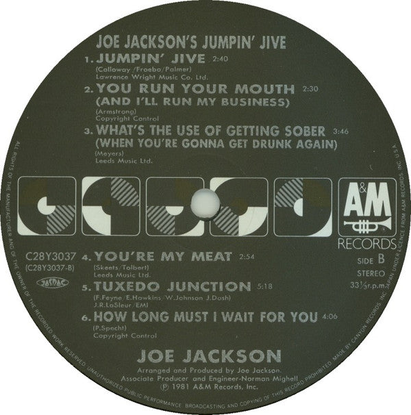Joe Jackson - Joe Jackson's Jumpin' Jive (Vinyl, LP, Album, Reissue) Very Good Plus (VG+) / Very Good Plus (VG+)