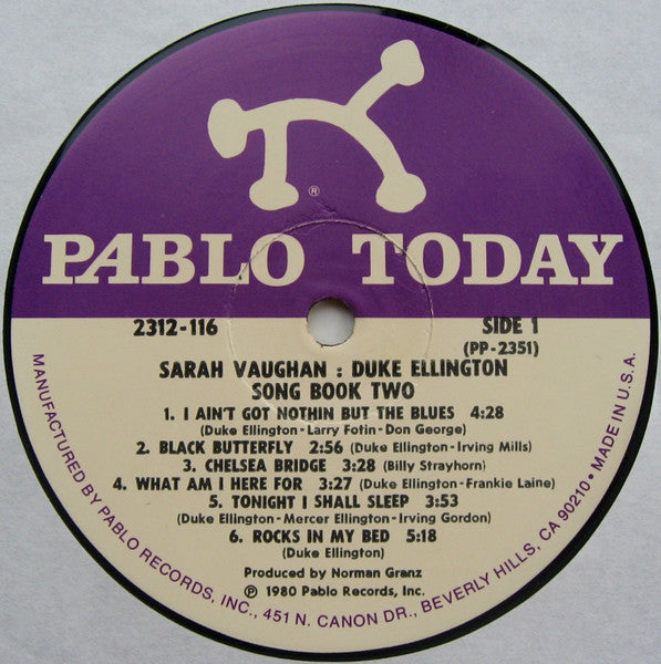 Sarah Vaughan - Duke Ellington Song Book Two (Vinyl, LP, Album) Very Good (VG) / Very Good Plus (VG+)