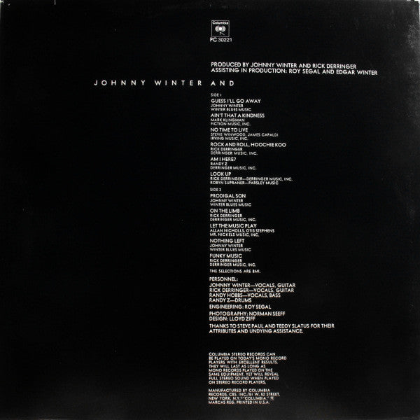 Johnny Winter And - Johnny Winter And (Vinyl, LP, Album, Reissue) Very Good (VG) / Very Good Plus (VG+)