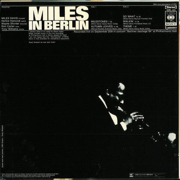 Miles Davis - Miles In Berlin (Vinyl, LP, Album, Reissue, Stereo)