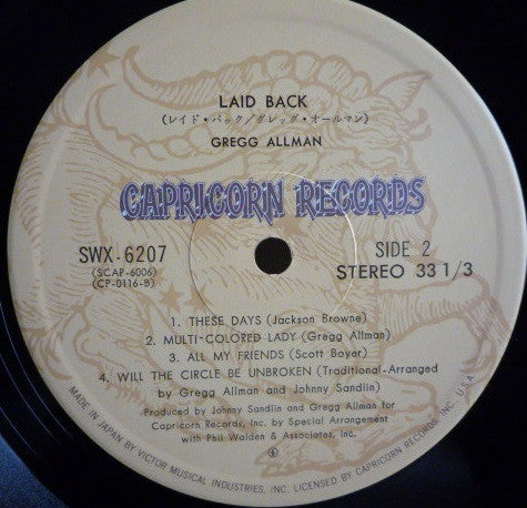 Gregg Allman - Laid Back (Vinyl, LP, Album, Reissue) Very Good Plus (VG+) / Very Good Plus (VG+)