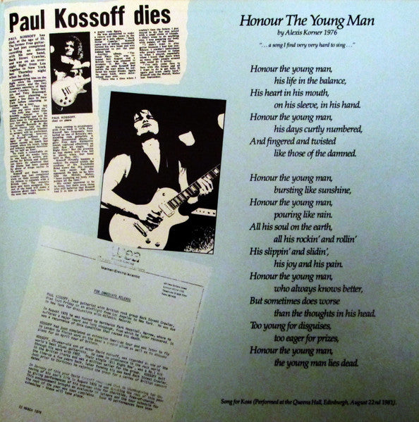 Paul Kossoff - Blue Soul (2xVinyl, LP, Compilation) Very Good (VG) / Very Good (VG)