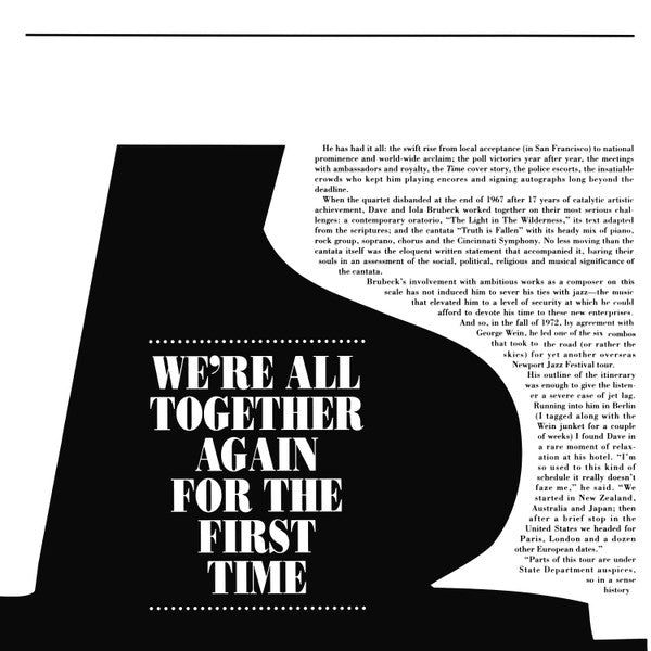 Dave Brubeck - We're All Together Again For The First Time (Vinyl, LP, Album, Reissue, Limited Edition) Very Good (VG) / Very Good Plus (VG+)