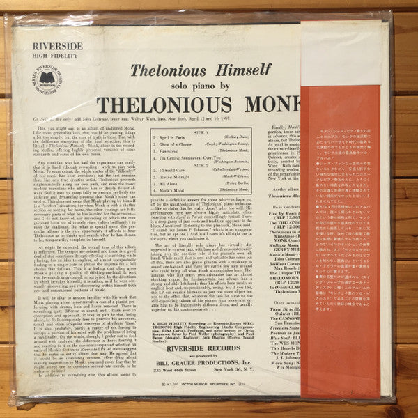 Thelonious Monk - Thelonious Himself (Vinyl, LP, Album, Reissue, Mono)