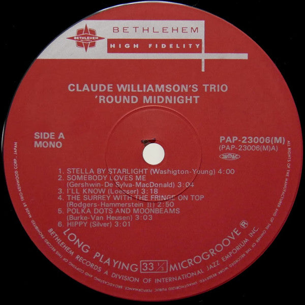 The Claude Williamson Trio - 'Round Midnight (Vinyl, LP, Album, Reissue, Mono) Very Good Plus (VG+) / Very Good (VG)