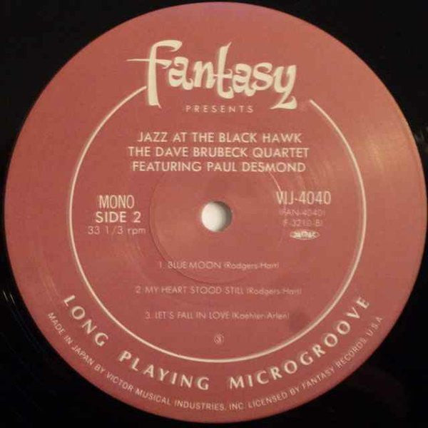 The Dave Brubeck Quartet - Jazz At The Blackhawk (Vinyl, LP, Album, Reissue, Mono) Near Mint (NM or M-) / Very Good Plus (VG+)