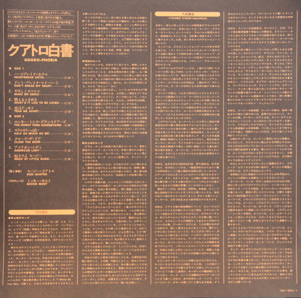 Suzi Quatro - Aggro-Phobia (Vinyl, LP, Album, Stereo)