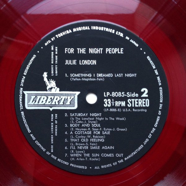 Julie London - For The Night People (Vinyl, LP, Album, Stereo)