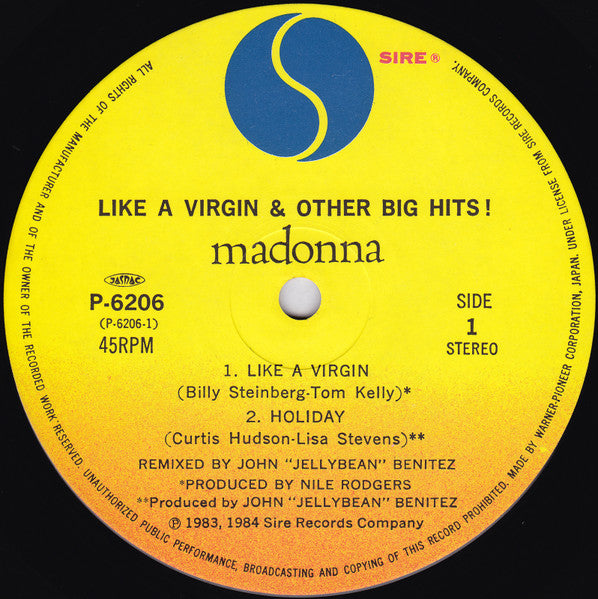Madonna - Like A Virgin & Other Big Hits! (Vinyl, 12", 45 RPM, Mini-Album, Compilation) Very Good (VG) / Very Good Plus (VG+)