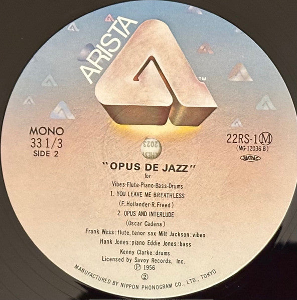 Milt Jackson - Opus De Jazz (Vinyl, LP, Album, Reissue, Mono)