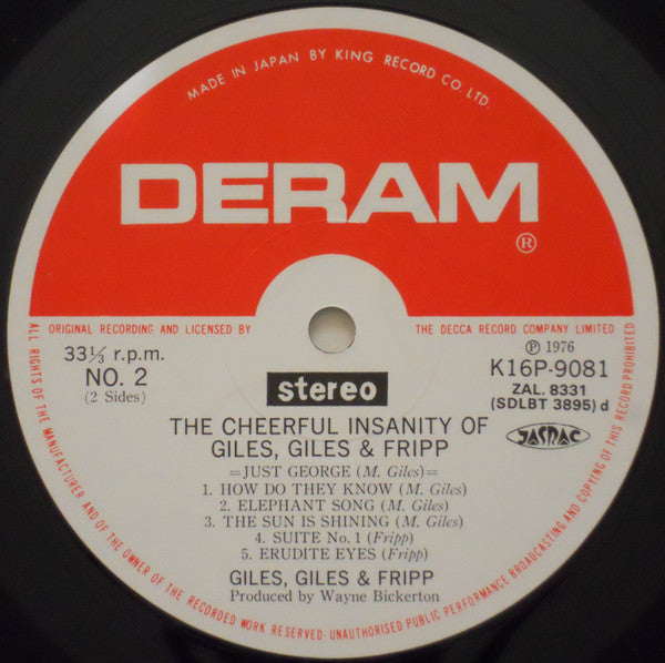 Giles, Giles And Fripp - The Cheerful Insanity Of Giles, Giles & Fripp (Vinyl, LP, Album, Reissue, Stereo) Very Good Plus (VG+) / Very Good Plus (VG+)