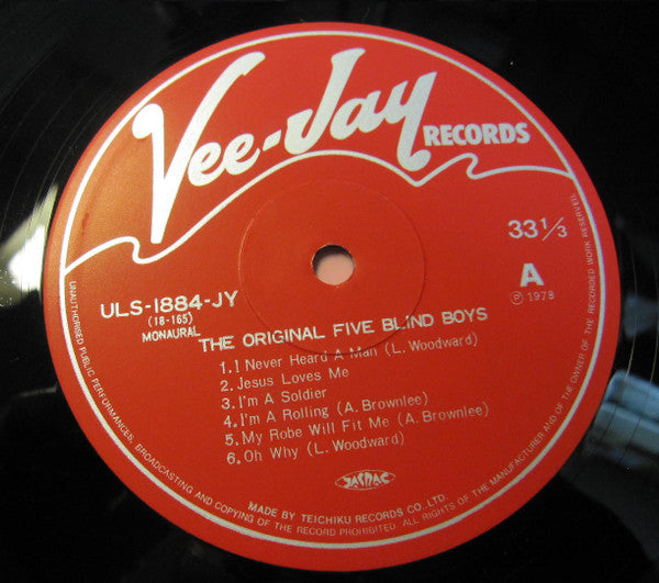 Five Blind Boys Of Mississippi - The Original Five Blind Boys (Vinyl, LP, Album, Mono) Very Good Plus (VG+) / Very Good Plus (VG+)