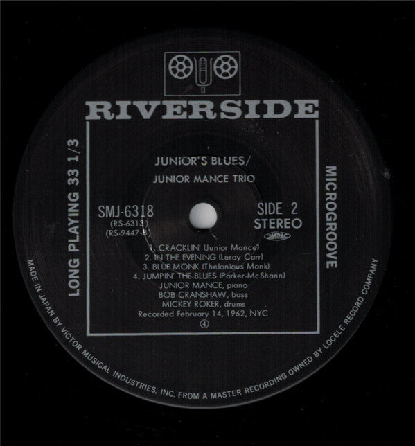 Junior Mance Trio - Junior's Blues (Vinyl, LP, Album, Reissue, Stereo) Very Good (VG) / Very Good (VG)