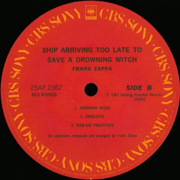 Frank Zappa - Ship Arriving Too Late To Save A Drowning Witch = フランク・ザッパのマル サンカク シカク (Vinyl, LP, Album) Very Good Plus (VG+) / Very Good Plus (VG+)