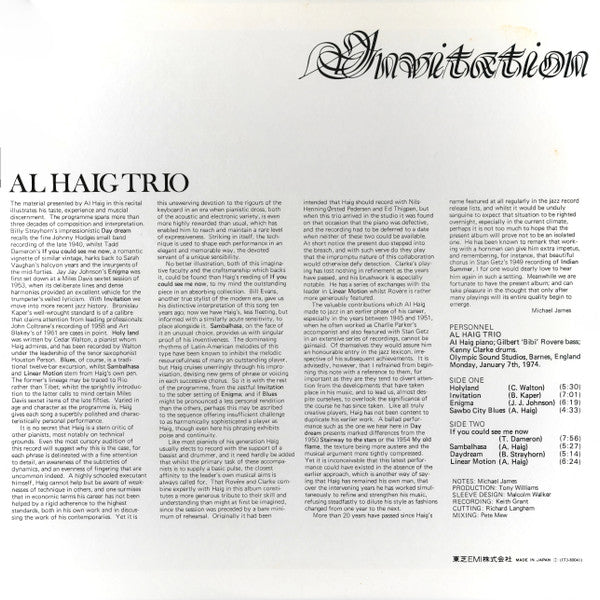 Al Haig Trio - Invitation (Vinyl, LP, Album)
