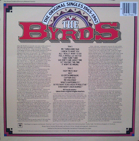 The Byrds - The Original Singles 1965-1967 Volume 1 (Vinyl, LP, Compilation, Mono) Very Good (VG) / Very Good (VG)