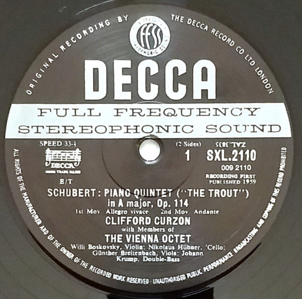 Franz Schubert - The "Trout" Quintet (Vinyl, LP, Reissue, Remastered, Stereo) Very Good Plus (VG+) / Near Mint (NM or M-)